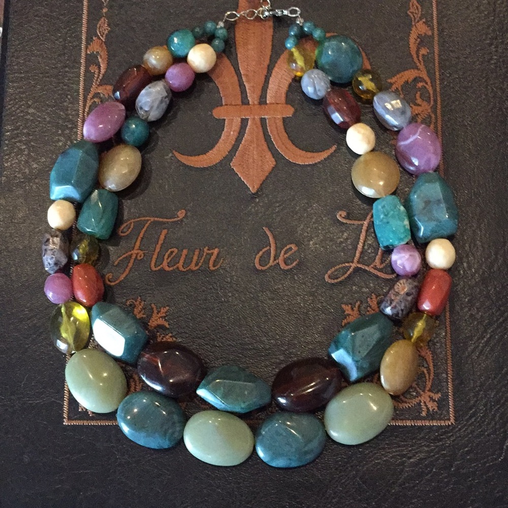 Multiple Gem Stone Adjustable Necklace